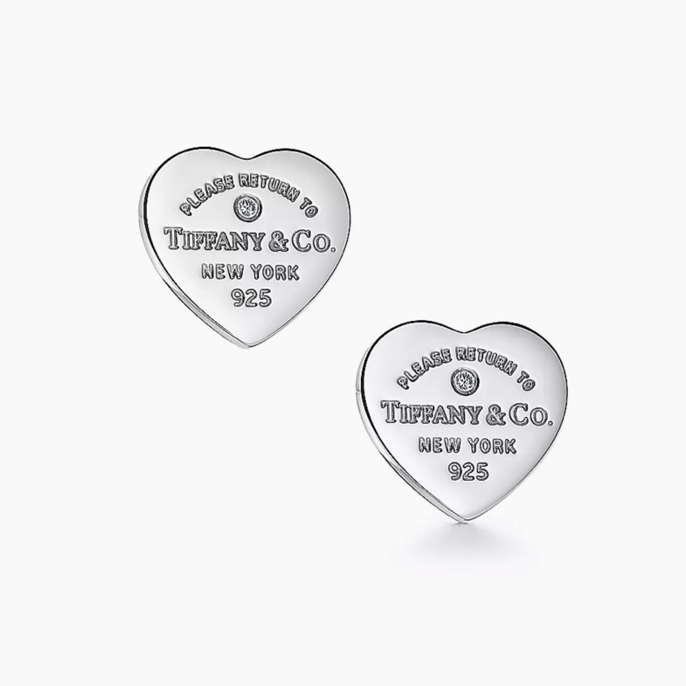 Tiffany’s Heart Tag Earrings with diamond